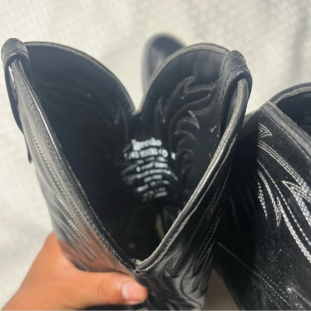 Women Black Leather Cowboy Boots - Picture 6 of 6